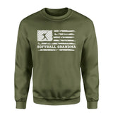 Softball Grandma Horizontal Flag on a Sweatshirt with a White Graphic
