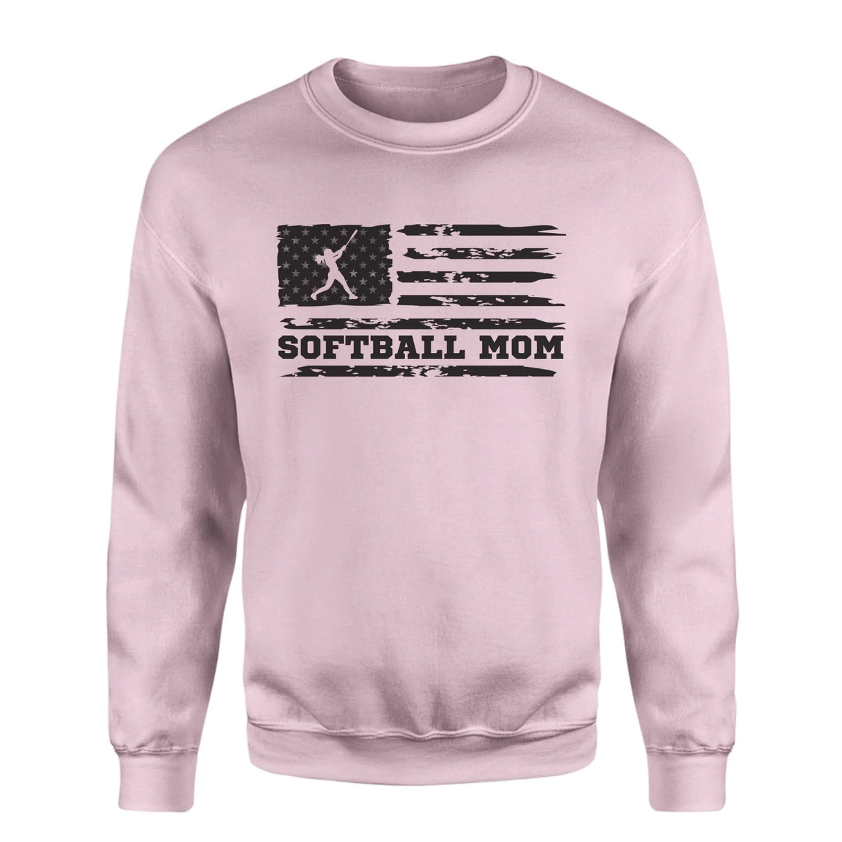 Softball Mom Horizontal Flag on a Sweatshirt with a Black Graphic