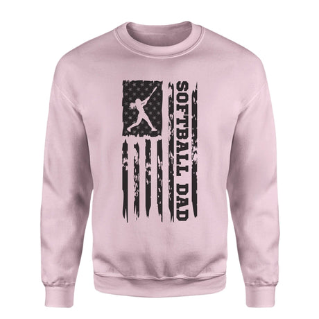 Softball Dad Vertical Flag on a Sweatshirt with a Black Graphic