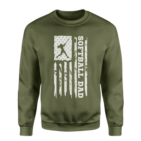 Softball Dad Vertical Flag on a Sweatshirt with a White Graphic