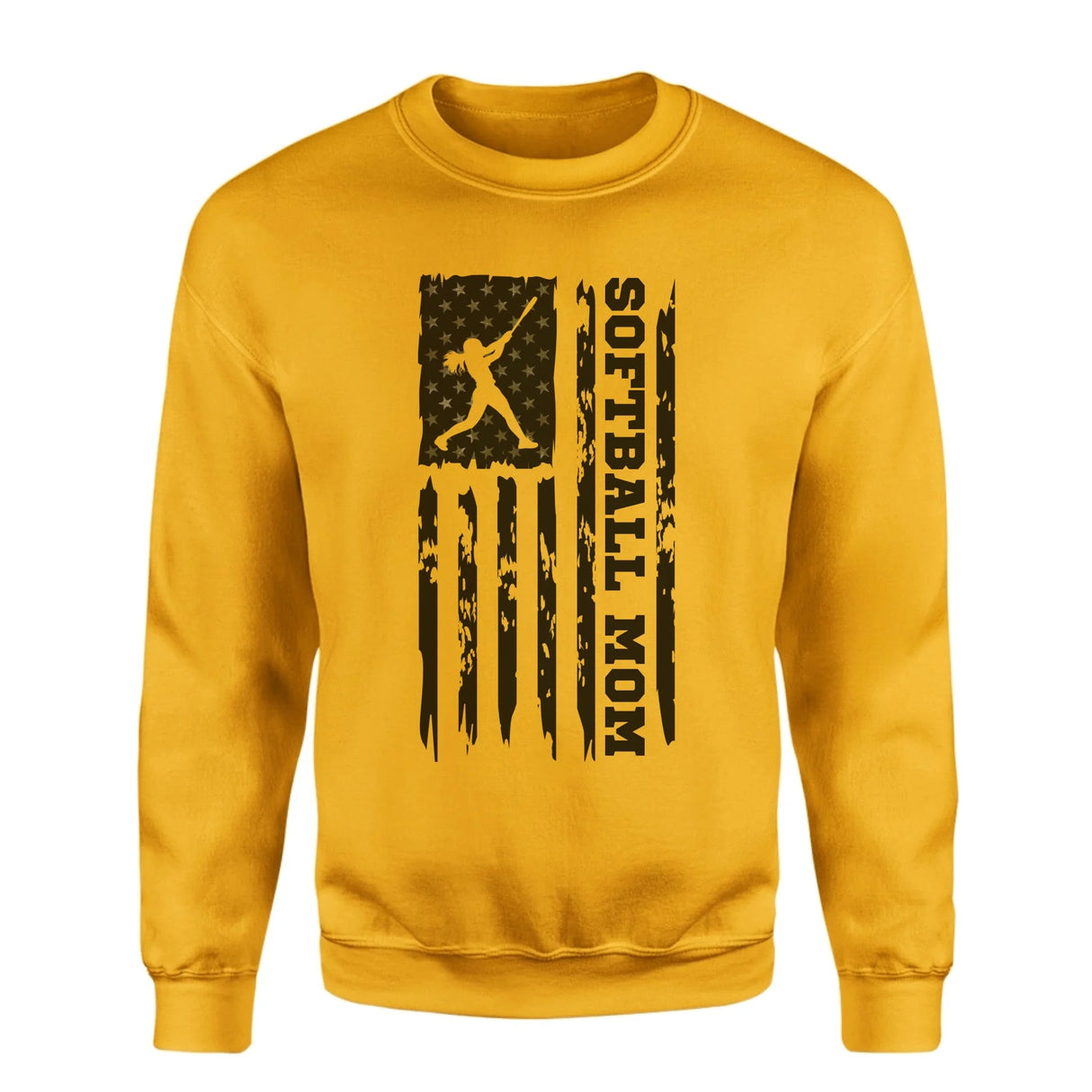 Softball Mom Vertical Flag on a Sweatshirt with a Black Graphic