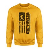 Softball Mom Vertical Flag on a Sweatshirt with a Black Graphic