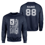 Softball Mom Vertical Flag With Softball Player Name on a Sweatshirt with a White Graphic