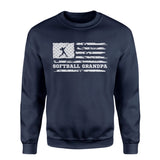 Softball Grandpa Horizontal Flag on a Sweatshirt with a White Graphic