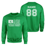 Softball Grandpa Horizontal Flag With Softball Player Name on a Sweatshirt with a White Graphic