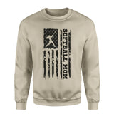 Softball Mom Vertical Flag on a Sweatshirt with a Black Graphic