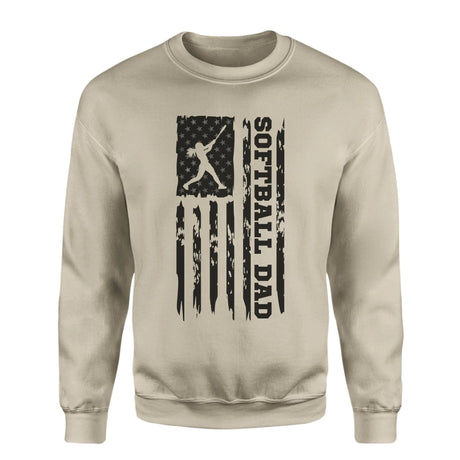 Softball Dad Vertical Flag on a Sweatshirt with a Black Graphic