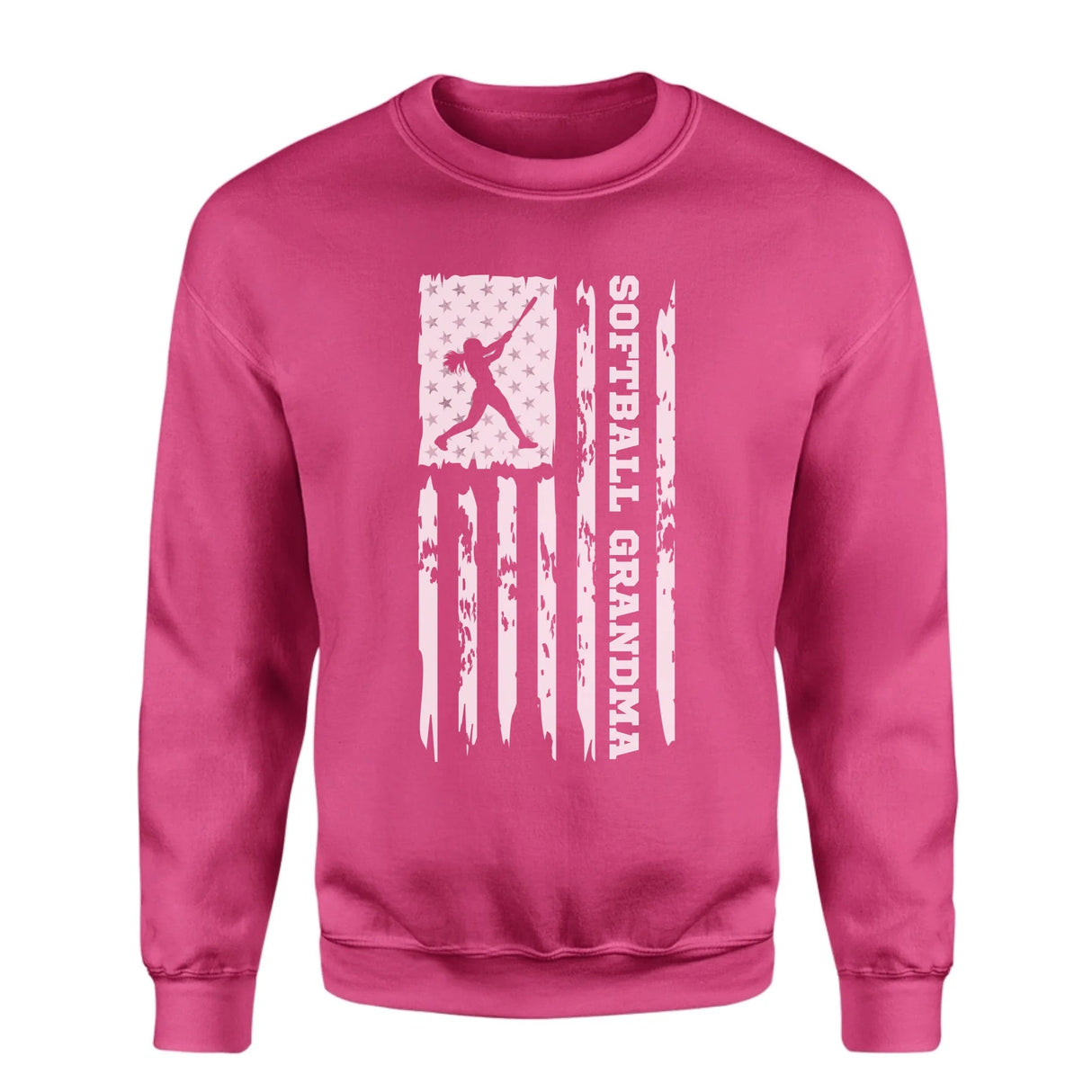 Softball Grandma Vertical Flag on a Sweatshirt with a White Graphic