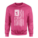 Softball Grandma Vertical Flag on a Sweatshirt with a White Graphic