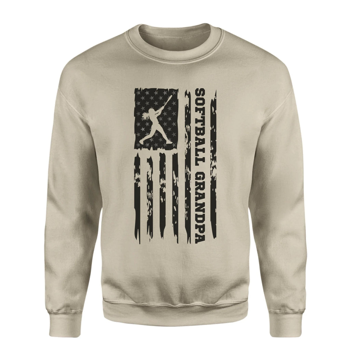 Softball Grandpa Vertical Flag on a Sweatshirt with a Black Graphic