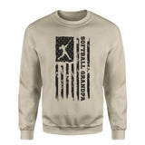 Softball Grandpa Vertical Flag on a Sweatshirt with a Black Graphic