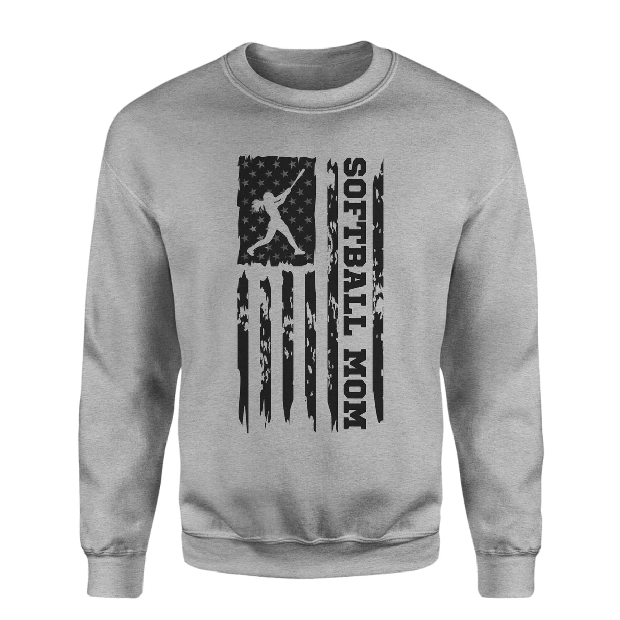 Softball Mom Vertical Flag on a Sweatshirt with a Black Graphic