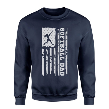 Softball Dad Vertical Flag on a Sweatshirt with a White Graphic