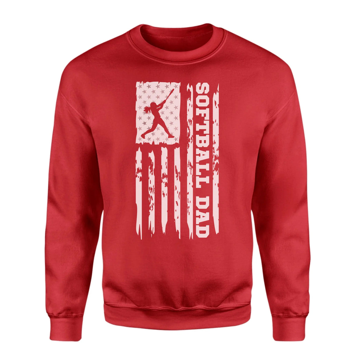 Softball Dad Vertical Flag on a Sweatshirt with a White Graphic