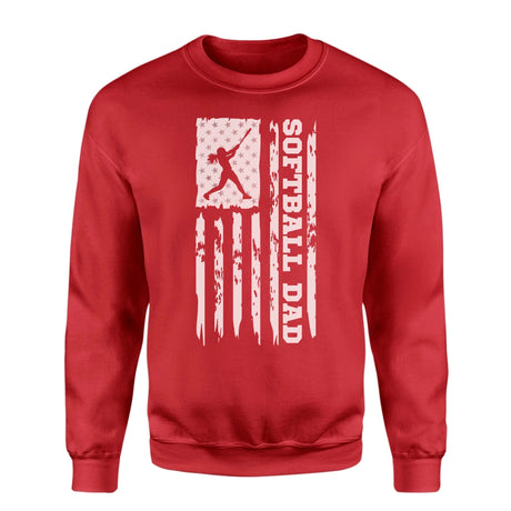 Softball Dad Vertical Flag on a Sweatshirt with a White Graphic