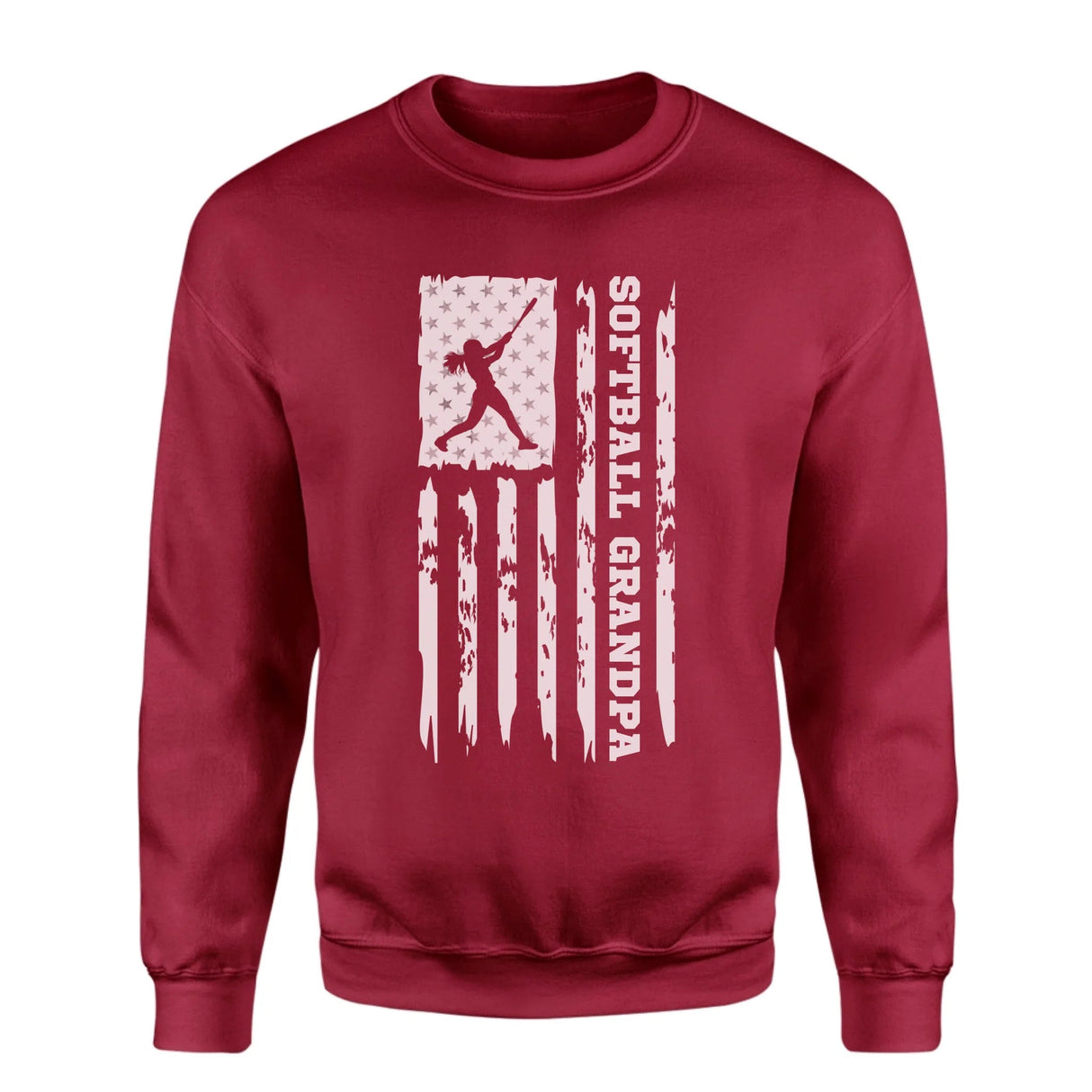 Softball Grandpa Vertical Flag on a Sweatshirt with a White Graphic