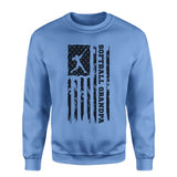 Softball Grandpa Vertical Flag on a Sweatshirt with a Black Graphic