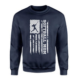 Softball Mom Vertical Flag on a Sweatshirt with a White Graphic