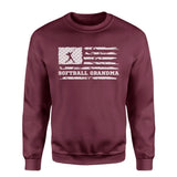 Softball Grandma Horizontal Flag on a Sweatshirt with a White Graphic