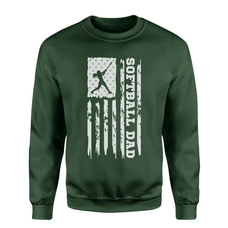 Softball Dad Vertical Flag on a Sweatshirt with a White Graphic