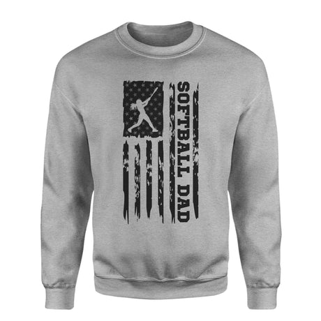 Softball Dad Vertical Flag on a Sweatshirt with a Black Graphic