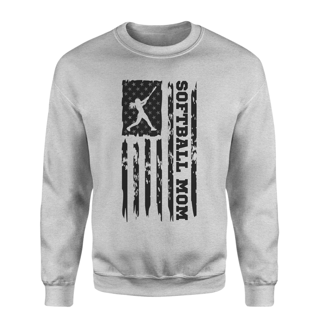 Softball Mom Vertical Flag on a Sweatshirt with a Black Graphic