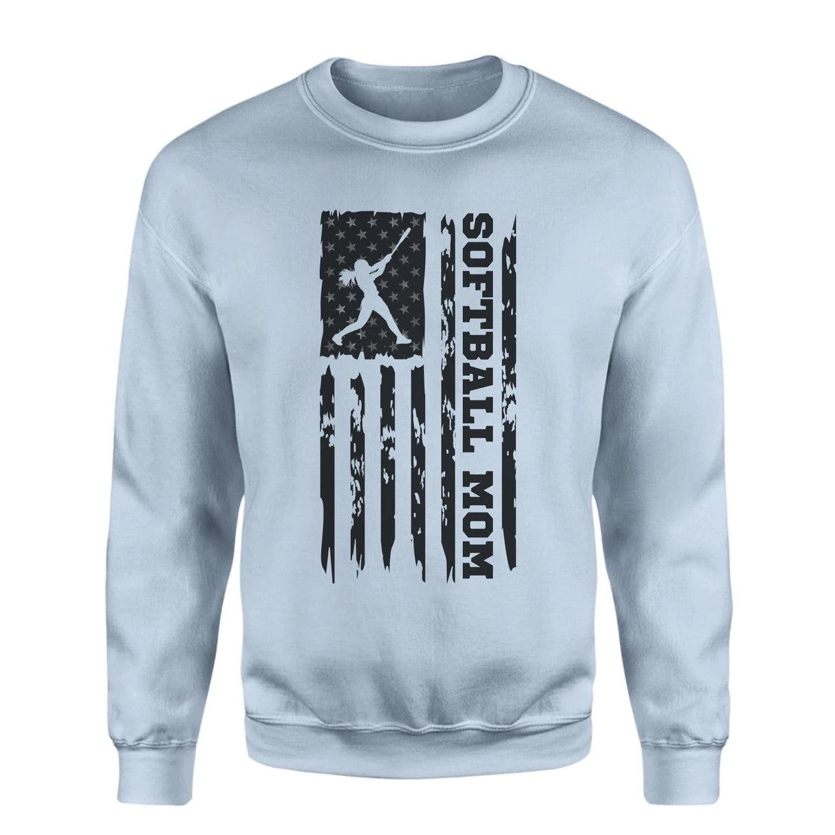Softball Mom Vertical Flag on a Sweatshirt with a Black Graphic