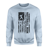 Softball Mom Vertical Flag on a Sweatshirt with a Black Graphic