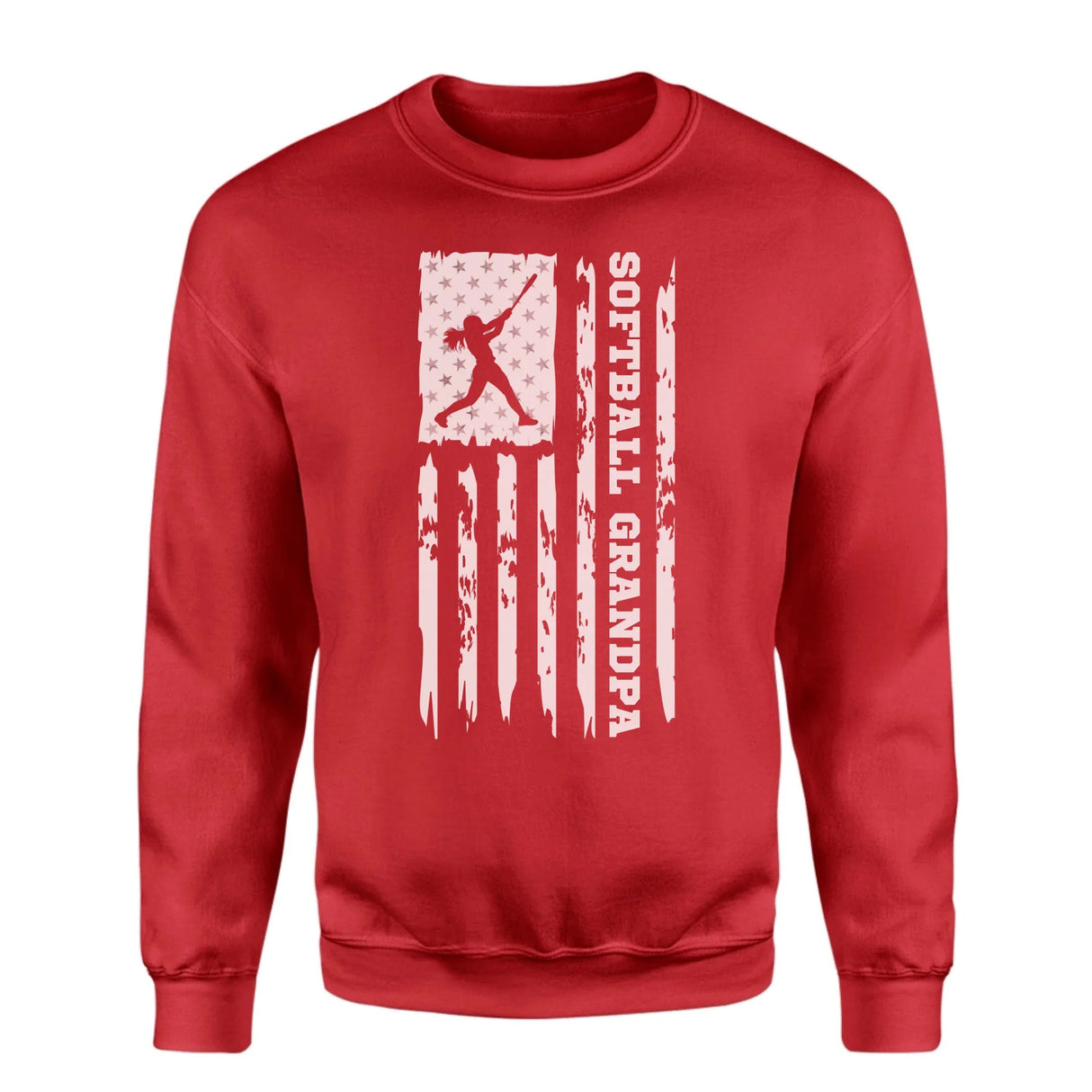 Softball Grandpa Vertical Flag on a Sweatshirt with a White Graphic