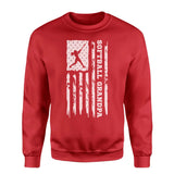 Softball Grandpa Vertical Flag on a Sweatshirt with a White Graphic