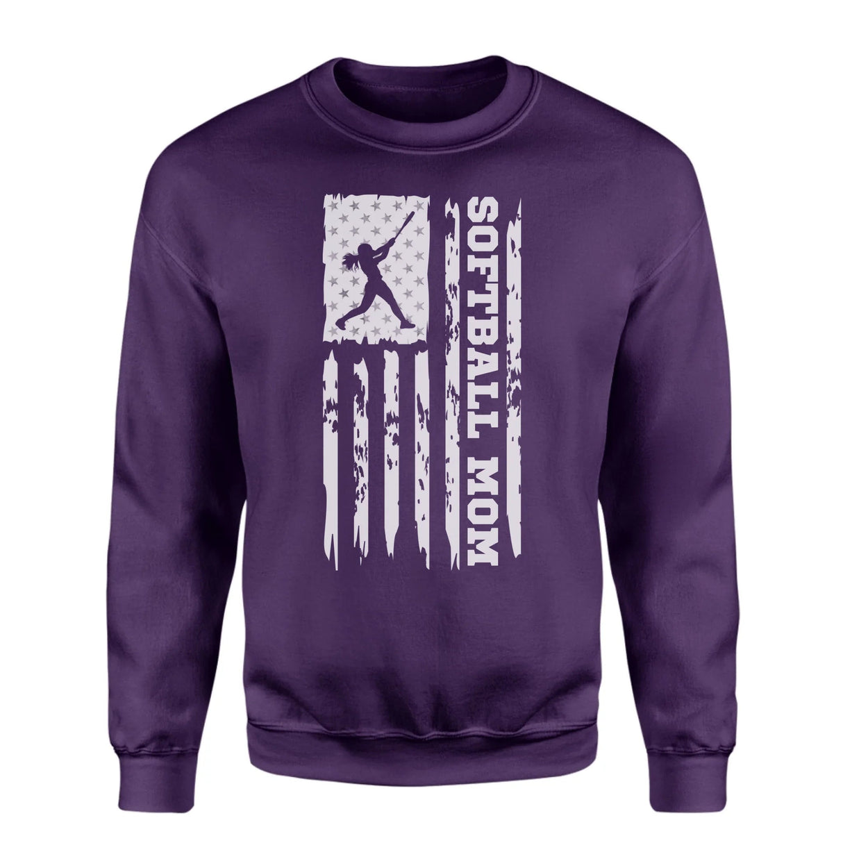 Softball Mom Vertical Flag on a Sweatshirt with a White Graphic