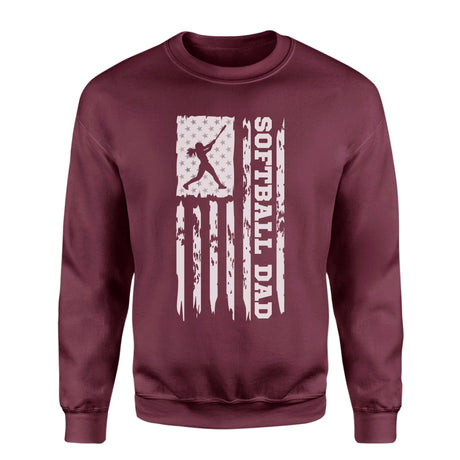 Softball Dad Vertical Flag on a Sweatshirt with a White Graphic