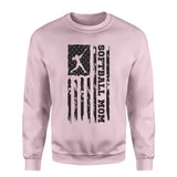 Softball Mom Vertical Flag on a Sweatshirt with a Black Graphic