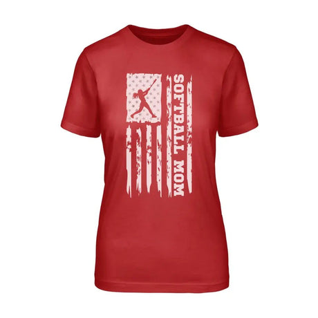Softball Mom Vertical Flag on a Unisex T-Shirt with a White Graphic