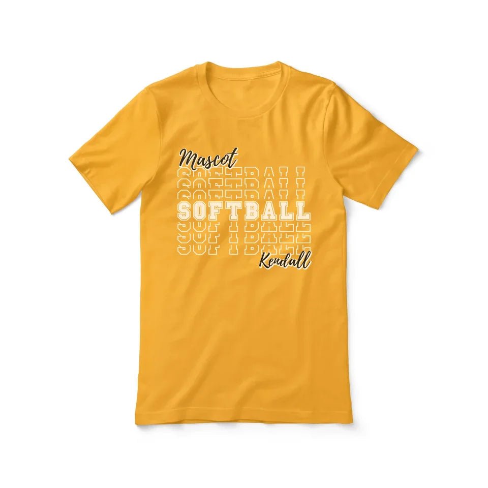 Custom Softball Shirt With Mascot and Softball Player Name on a Unisex T-Shirt