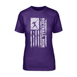 Softball Mom Vertical Flag on a Unisex T-Shirt with a White Graphic