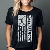 Softball Mom Vertical Flag on a Unisex T-Shirt with a White Graphic