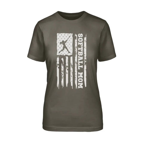 Softball Mom Vertical Flag on a Unisex T-Shirt with a White Graphic