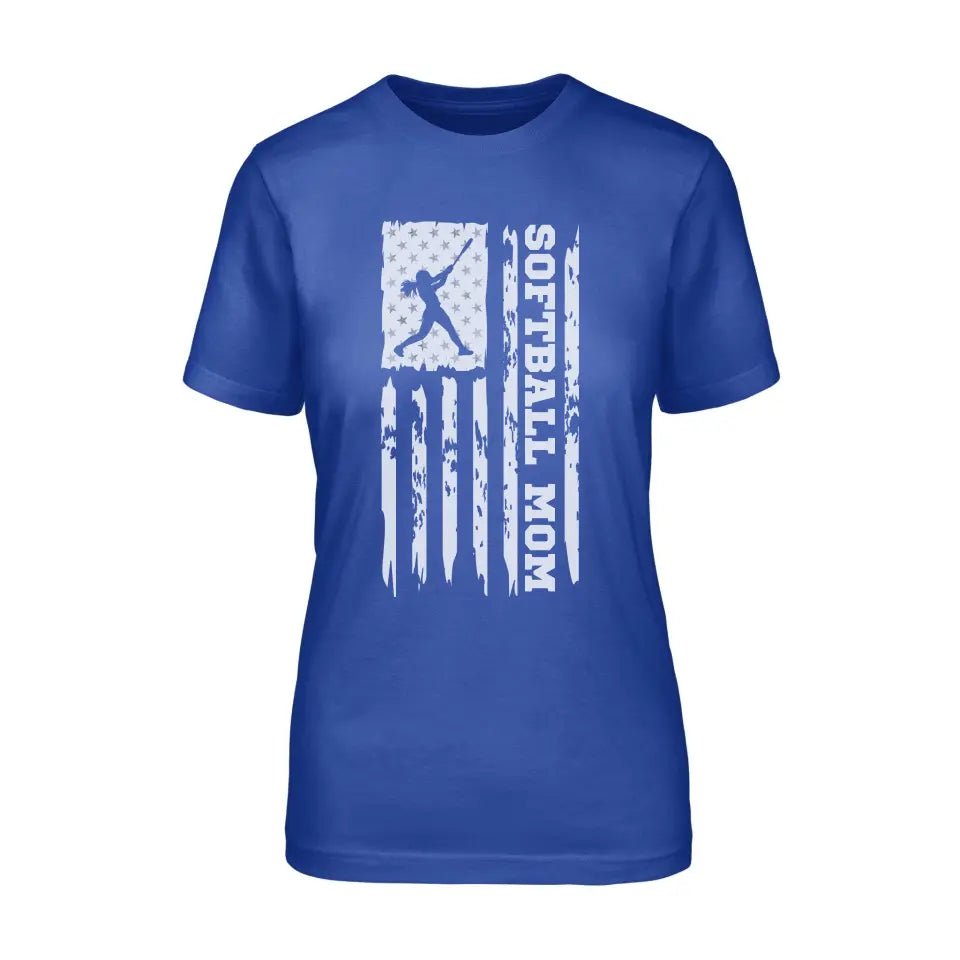 Softball Mom Vertical Flag on a Unisex T-Shirt with a White Graphic