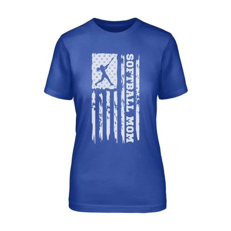 Softball Mom Vertical Flag on a Unisex T-Shirt with a White Graphic