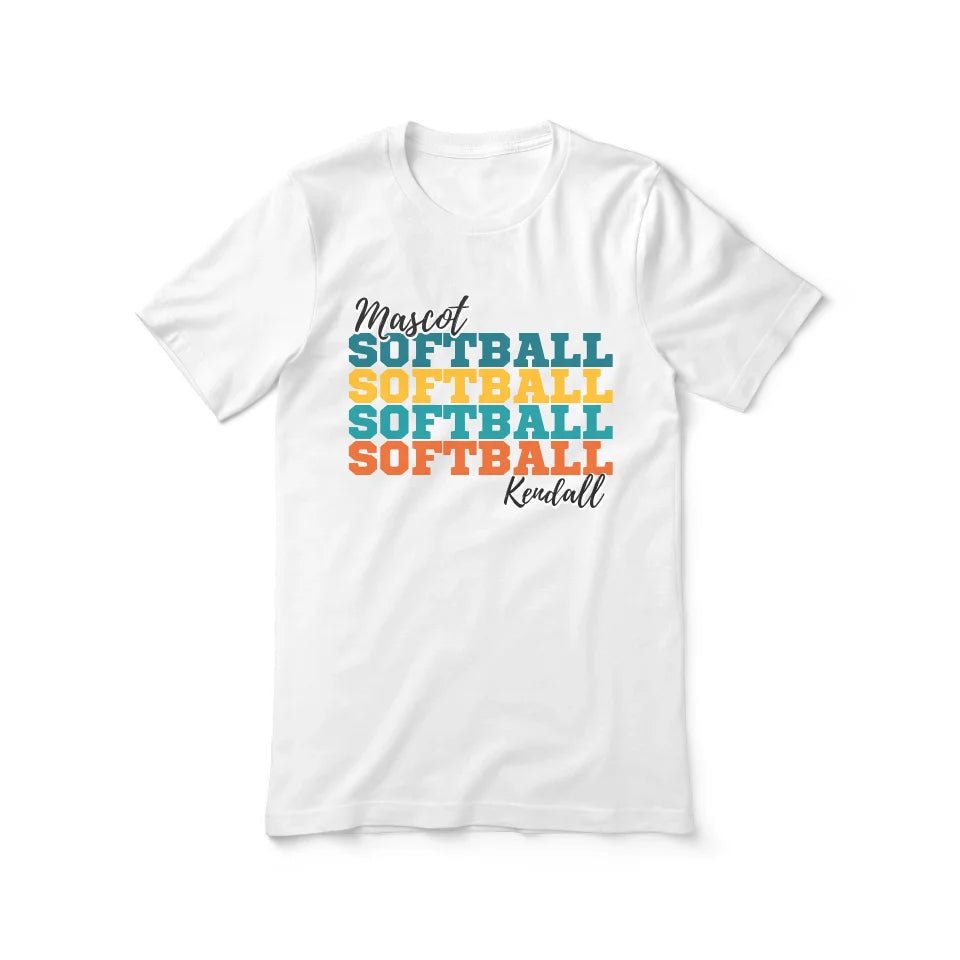 Personalized Softball Softball Softball Shirt With Mascot and Softball Player Name on a Unisex T-Shirt