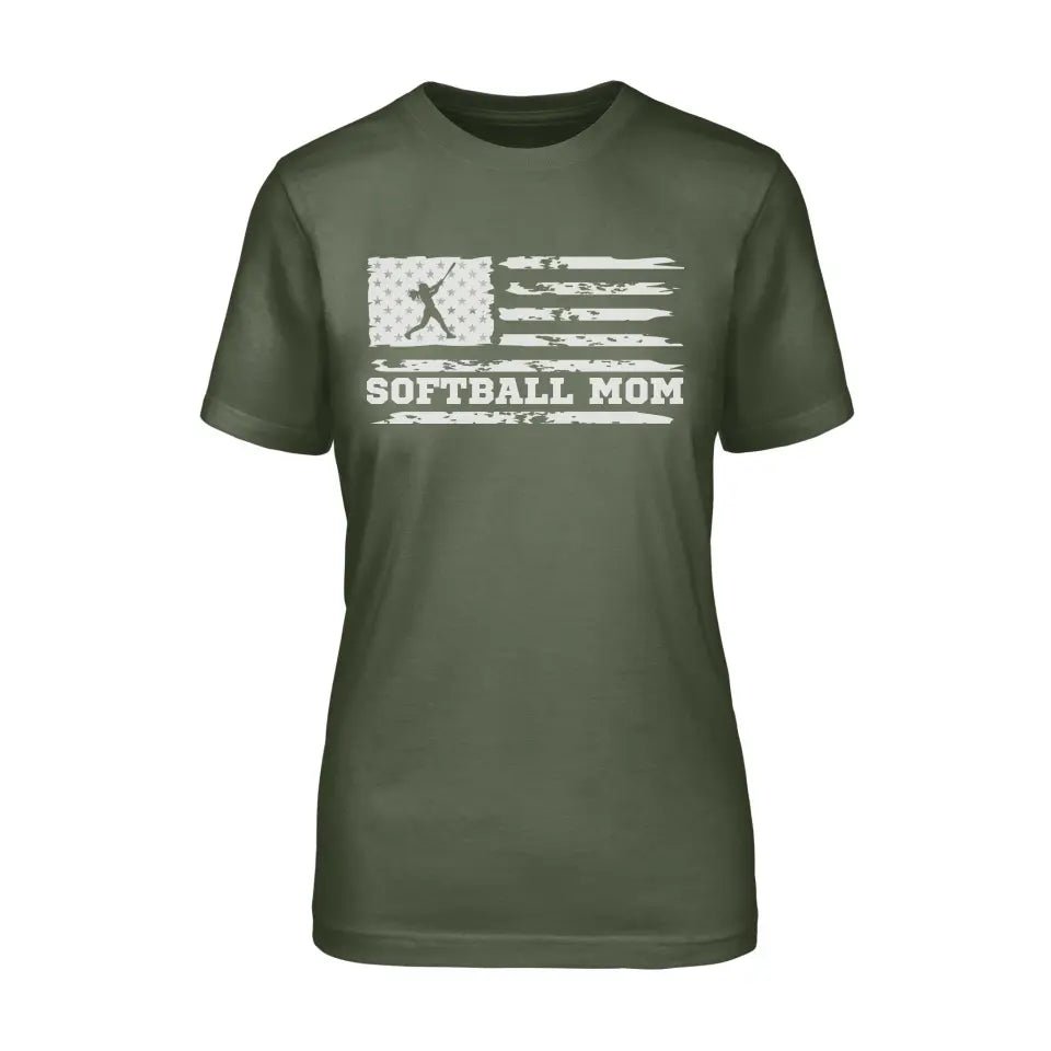 Softball Mom Horizontal Flag on a Unisex T-Shirt with a White Graphic