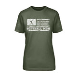 Softball Mom Horizontal Flag on a Unisex T-Shirt with a White Graphic