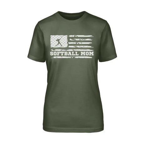 Softball Mom Horizontal Flag on a Unisex T-Shirt with a White Graphic