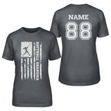 Softball Grandma Vertical Flag With Softball Player Name on a Unisex T-Shirt with a White Graphic