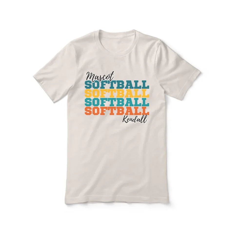 Personalized Softball Softball Softball Shirt With Mascot and Softball Player Name on a Unisex T-Shirt