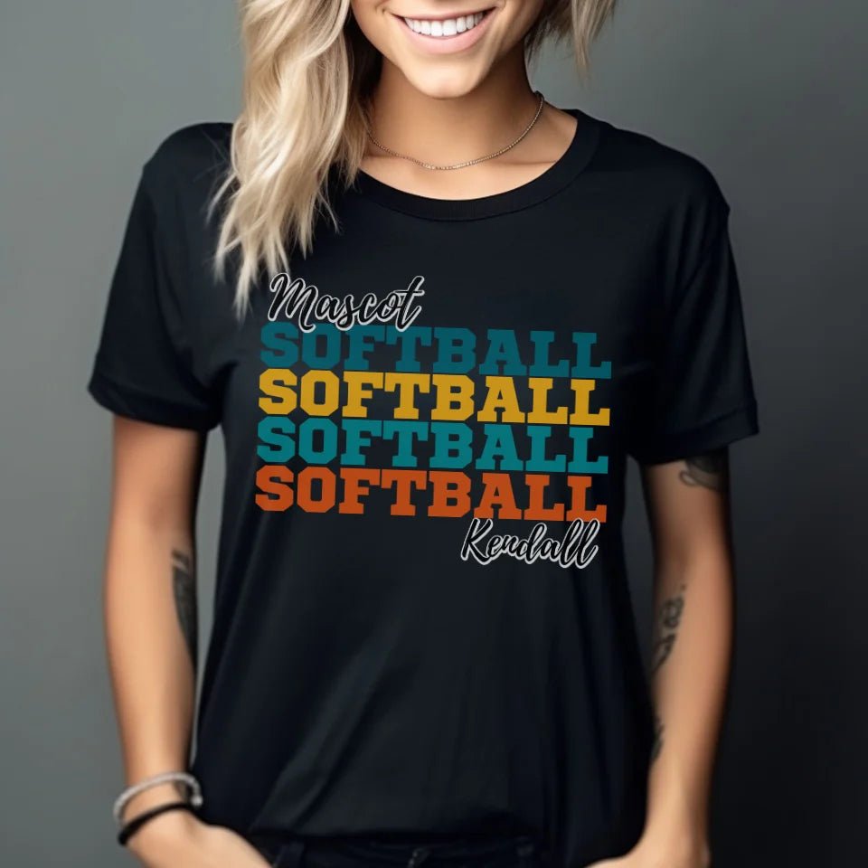 Personalized Softball Softball Softball Shirt With Mascot and Softball Player Name on a Unisex T-Shirt