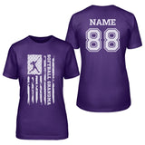 Softball Grandma Vertical Flag With Softball Player Name on a Unisex T-Shirt with a White Graphic