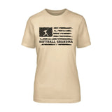 Softball Grandma Horizontal Flag on a Unisex T-Shirt with a Black Graphic