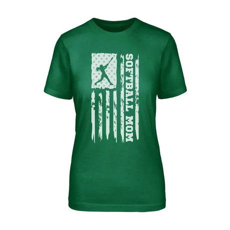 Softball Mom Vertical Flag on a Unisex T-Shirt with a White Graphic